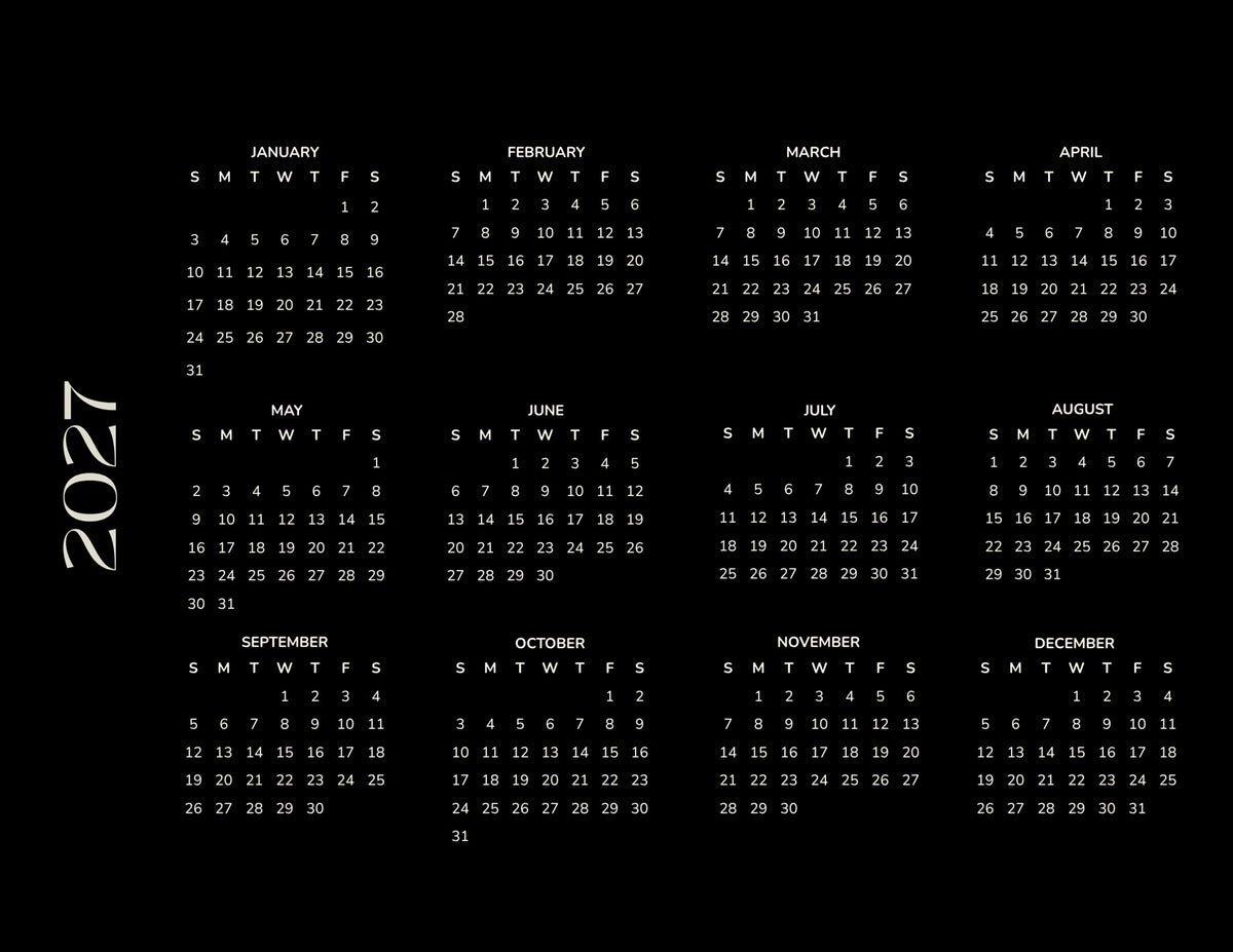 seasons in collage: 2027 wall calendar year-overview